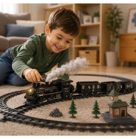 Resim Merytoys Işıklı ve Sesli Buhar Çıkartan 15 Parça Tren Set 