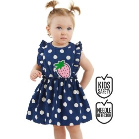 Resim Denokids Puanlı Çilek Kız Bebek Poplin Elbise 