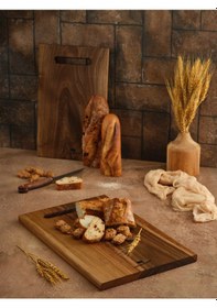 Resim Hıcowood Doğal Ceviz 2'li Kesme Sunum Tahtası Seti -Lazerle İsim/Söz Yazılır 