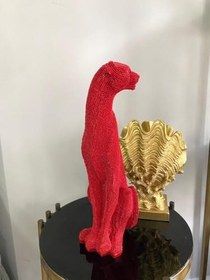 Resim Dekoratif Çita Leopar Biblo büst Heykel Kırmızı 