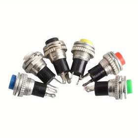 Resim 6 adet DS-316 Kendi Kendini Yeniden Ayarlayan Basma Düğme Anahtarları, 10mm, Anlık Eylem, 2-Pin, Çeşitli Renkler 