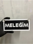 Resim Siyah Renk Üzeri Beyaz Renk Meleğim Yazılı Vantuzlu Cam Süsü 