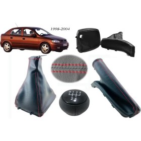 Resim Vts Körük Opel Astra G Vites Körüğü + El Freni Körüğü + Vites Topuzu Kırmızı Dikiş 
