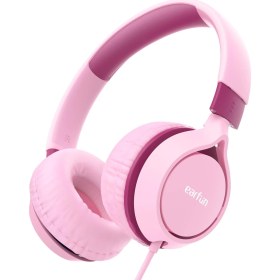 Resim EarFun S1 Katlanabilir Kablolu Kulaküstü Çocuk Kulaklık - Ayarlanabilir Kafa Bandı - Pembe (EarFun Türkiye Garantili) 