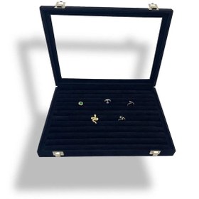 Resim Richbox Yüzük Çantrası Kol Düğmesi Takı Kutusu Alcantara Siyah 