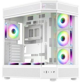 Resim Zoko Tank 7x12 CM Kumandalı ARGB Fan Temper Camlı Oyuncu Bilgisayar Kasası Beyaz 