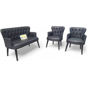 Resim Siyah Deri Ahşap Ayaklı Ofis Koltuk Takımı Büro Koltuk Ve Kanepeleri Deri Ofis Büro Mobilyası Siyah 