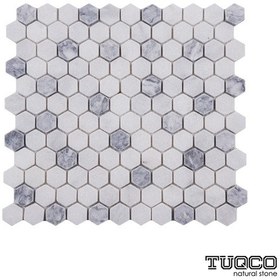 Resim 1’’ Hexagon Muğla B. - Gümüş Eskitme Mermer Mozaik 