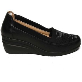 Resim Bestello Bağcıksız Streç Detaylı Taşlı Poli Taban Comfort 018-529 Kadın Ayakkabı Siyah 