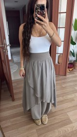 Resim %100 ipek önü kapaklı antrisit şalvar pantolon - Standart 