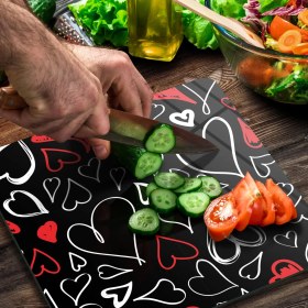 Resim Decovetro Cam Kesme Tahtası Kare Love Desenli 30X30 cm 