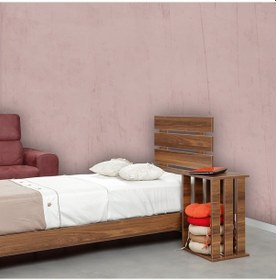 Resim Pasifichome Huga Tek Kişilik Ahşap Karyola Ceviz /120X200 Cm Başlıklı Karyola 