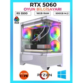 Resim Gameline Pro X13 Ryzen 5 5500 16GB Ram 500GB M.2 Nvme RTX5060 Oyuncu Free Dos Masaüstü Bilgisayar 