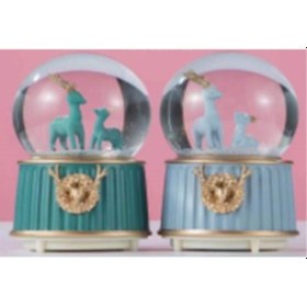 Resim Mavi-Yeşil Geyik Kar Küresi Küçük Boy 