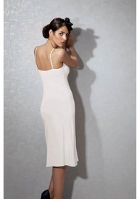 Resim DOREANSE 11129 BAYAN İNCE ASKILI MİDİ BEYAZ KOMBİNEZON Beyaz 