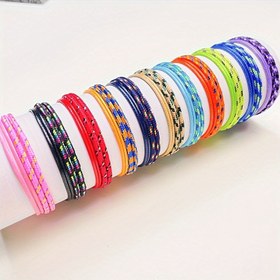 Resim 2 Adet Boho Şık Ayarlanabilir Naylon İp Bilezikler - Renkli Mumlu İplik, Günlük ve Tatil Giyimi İçin Mükemmel 