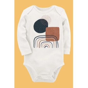 Resim Limon Organik Baskılı Pamuklu Unisex Bebek Body UZUNE248 