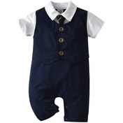 Resim Erkek Yaz Kısa Kollu Tulum Bebek Tulumu Bebek Kıyafetleri KOYU SİYAH 