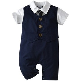 Resim Erkek Yaz Kısa Kollu Tulum Bebek Tulumu Bebek Kıyafetleri KOYU SİYAH 