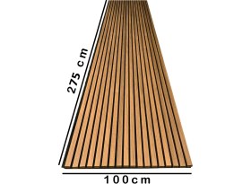 Resim Mdf Ahşap Akustik Duvar Paneli - 100 x 275 cm - Teak 