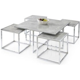 Resim Kares 4 Zigonlu Orta Sehpa Metal Krom 90X90X47Cm (531807947) 