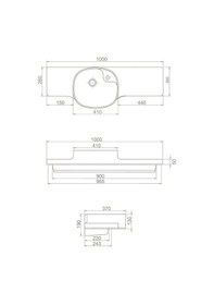 Resim Turkuaz Seramik Cerastyle Harmony Etajerli Lavabo 100 37.5 CM Soldan Hazneli 
