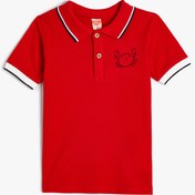 Resim Erkek Bebek Polo Tişört Kısa Kollu Düğmeli Yengeç İşleme Detaylı 