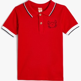 Resim Erkek Bebek Polo Tişört Kısa Kollu Düğmeli Yengeç İşleme Detaylı 