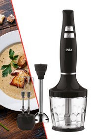 Resim Evia BY-4201 Nora 1500 W Sessiz Hız Ayarlı Siyah 3'ü 1 Arada Doğrama Karıştırma Blender Seti 