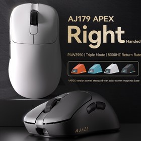 Resim AJAZZ AJ179APEX/PRO 8K Sağ El Ergonomik Oyun Fare, PAW3950/3395 Optik Sensör, Hafif Tasarım (58g), 8K Yüksek Hassasiyetli Dönüş Oranı, Üçlü Mod Oyun, USB-C Şarj, Resmi Sertifikasyon, Beyaz & Siyah Seçenekler, Ergonomik Fare 