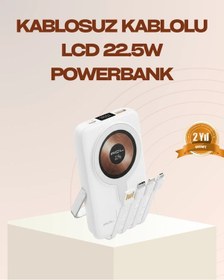 Resim Manyetik Kablosuz Powerbank 22.5w Hızlı Şarj Lcd Ekranlı Çok Renkli 
