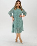 Resim Zari Collection Büyük Beden Şifon Elbiseler 315480202 Yeşil 