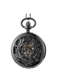 Resim Valkyrie Ejderha Motifli Mekanik İskelet Cep Saati Köstekli Saat Kurmalı Pilsiz 