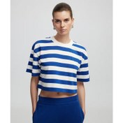 Resim İpekyol Çizgili Crop Kadın T-Shirt (IS1250070106) 