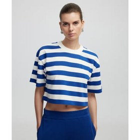Resim İpekyol Çizgili Crop Kadın T-Shirt (IS1250070106) 