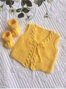 Resim Senya Bebe Örgü Unisex Bebek Sarı Yelek Ve Patik 