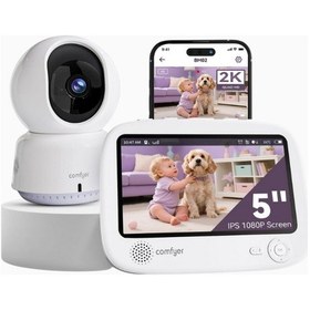 Resim Comfyer 2k Wi-fi Akıllı, Görüntülü Bebek Telsizi, 5" Hd Ekran, Gece Görüşü, Hareket/gürültü Alarmı Dedektörler 