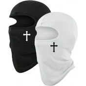 Resim Nefes Alabilen Siyah Haçlı Balaklava Yüz Maskesi Bisiklet, Motosiklet, Yürüyüş, Kayak Ve Açık Hava Sporları İçin Mükemmel Fmy Beyaz Diğer 