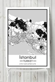 Resim Postermanya (pster19630) Istanbul Harita Dekoratif Tasarım Poster 90 x 130 