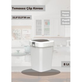 Resim Çöp Kovası Tezgah Üstü Çöp Kutusu Beyaz 8 Litre 
