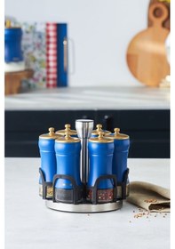 Resim Karaca Blue Berry 7 Parça Round Cam Baharat Takımı 