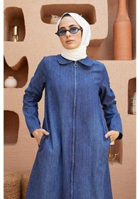 Resim Neways 6568-denim Fermuarlı Ferace Koyu Mavi Koyu Mavi 