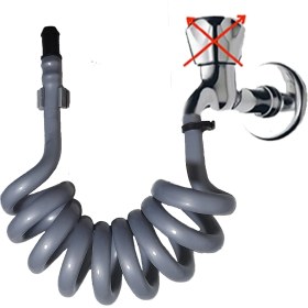 Resim Plasyay Spiral Wc Taharet Hortumu Duvar Sabitlemeli Kelepçeli Yeni Ürün 1.5 Metre 