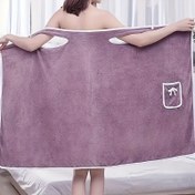 Resim Kadınlar İçin Giyilebilir Bornoz, Yumuşak Polyester ve Naylon, Hızlı Kuruyan Duş Bornozu Cepli, Ev Kullanımı İçin Rahat Loungewear 