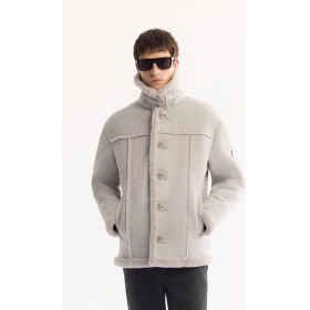 Resim AVVA Erkek Gri Kürklü Yaka Napa Comfort Fit Mont A52Y6055 