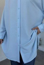 Resim Hakim Yaka Basic Tesettür Tunik Mavi TZL-P-00021222 