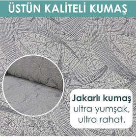 Resim Jakarlı Sehra Desen Taş-gri 3 3 1 1 Lastikli Kanepe Örtüsü Lastikli Koltuk Örtüsü Koltuk Kılıfı Krem 