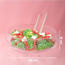 Resim Porsima 4306 El Yapımı Büyük Boy Kaşıklı Cam Salata Kasesi 24 Cm 