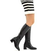 Resim Tamer Tanca Kadın Hakiki Deri Siyah Rugan Topuklu Çizme 33 Zc7311 Bn Czm Sk22/23 Sıyah Krsk Rgn Siyah 