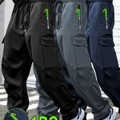 Resim 1 adet Erkek Dış Mekan Rahat Kargo Pantolon - Polyester Kumaş, Kontrast Fermuar Cep Tasarımı, Çoklu Cep, Normal Beden - Yürüyüş ve Dış Mekan Sahne, Günlük Hafta Sonu Rahatlık Durumları 